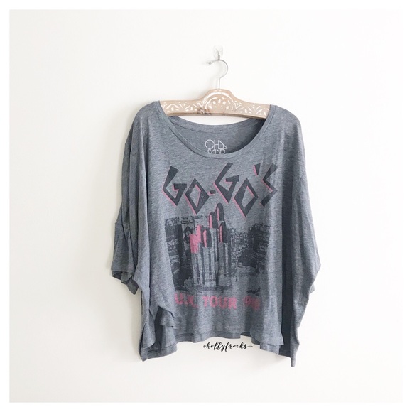 Chaser Tops - Chaser ∙ Go-Go's Tour Cropped Boxy Tee Shirt